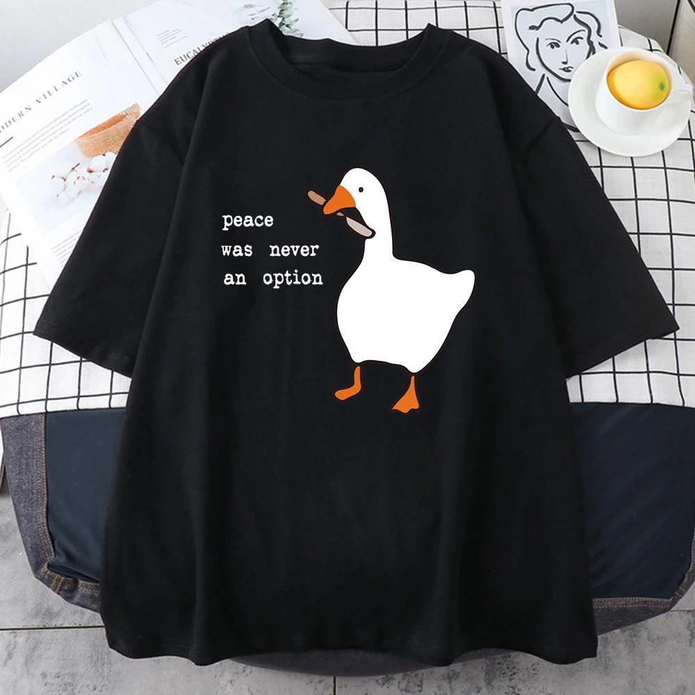 [พร้อมส่ง] 🔪 เสื้อยืดลายห่านสุดกวน "Peace Was Never An Option" ผ้าฝ้าย 100% ✨