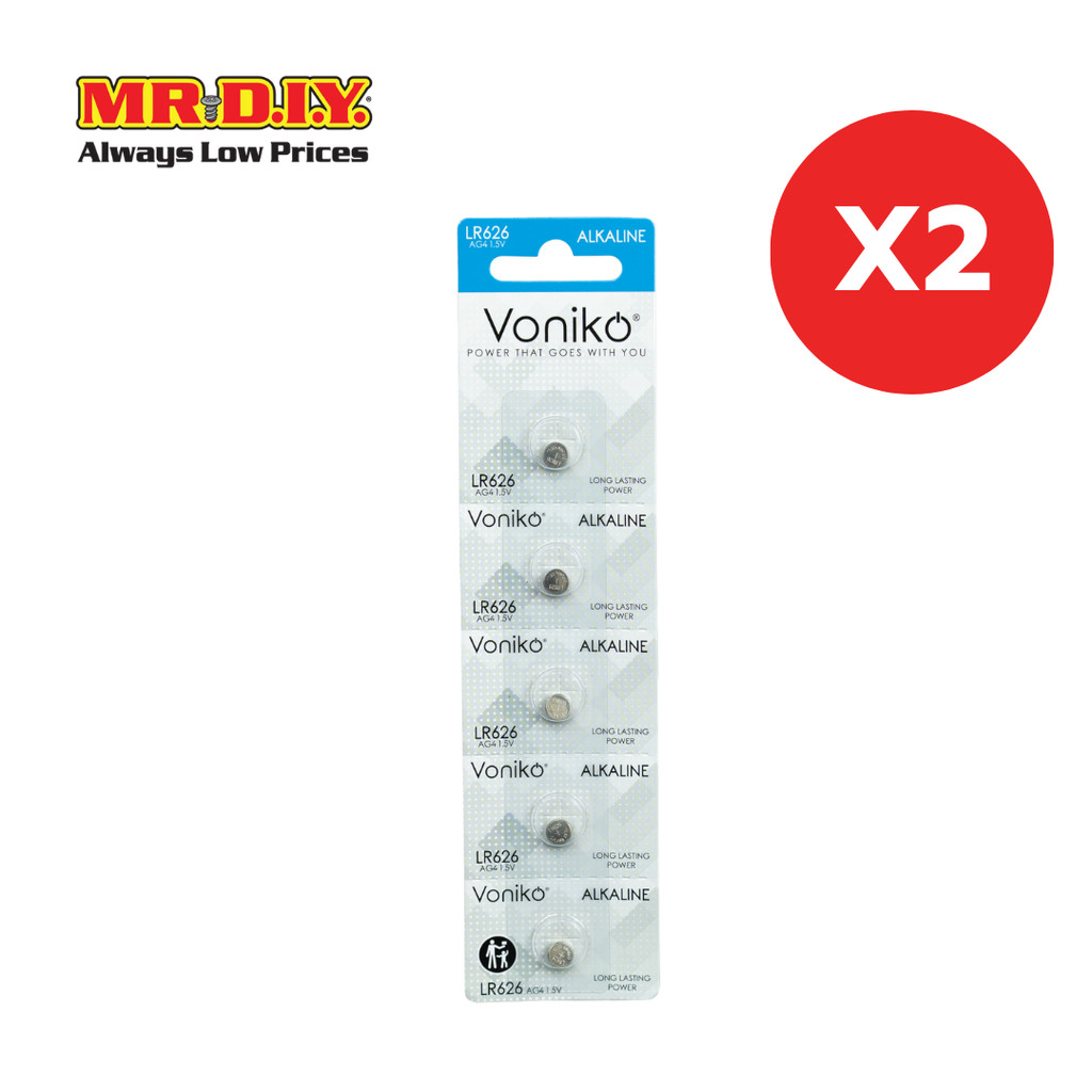 [2 แพ็ก] VONIKO ถ่านกระดุม Alkaline LR626 AG4 1.5V (5 ก้อน/แพ็ก)_9024350