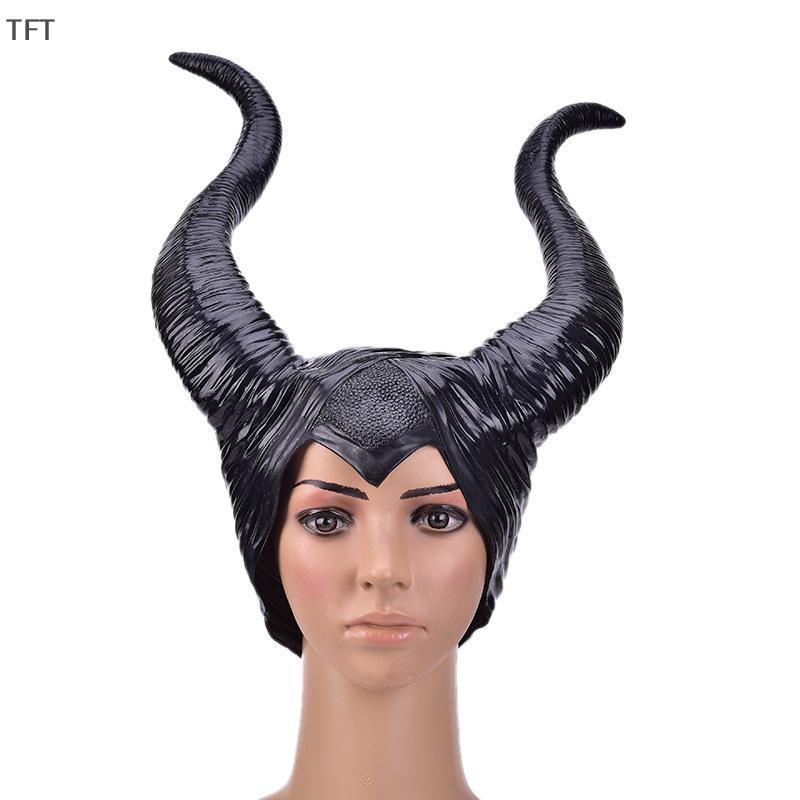 (FTT) หมวกคอสเพลย์ฮาโลวีนมีเขาคอสเพลย์ Maaleficent Evil Queen Headwear ชุดใหม่