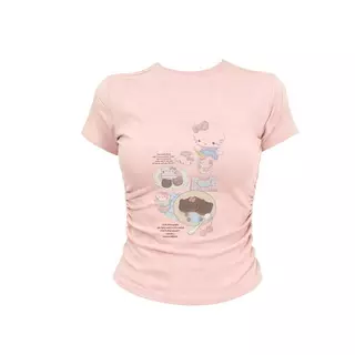 COD เสื้อยืดแขนสั้นพิมพ์ลายคุณภาพสูง ทรงเข้ารูป เสื้อครอปเปิดไหล่ ไซส์ S-L น่ารักหวานๆ สไตล์สตรีทย้อนยุค สไตล์มินิมอล