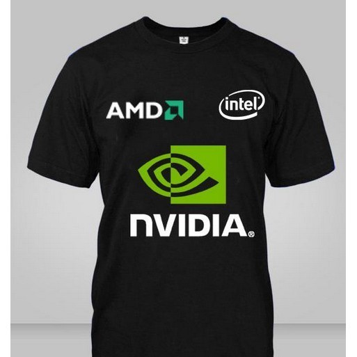 เสื้อยืด ผ้าฝ้าย  พิมพ์ลาย Intel Amd Nvidia พลัสไซซ์ สําหรับผู้ชาย เสื้อยืดแฟชั่นลำลอง
