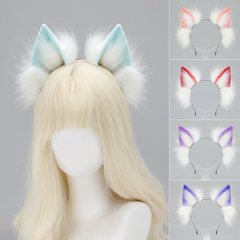 Plush Simulation Wolf Ear Headband Handmade Japanese Lolita Wolf Ear KC Comic Show Fox Wolf Animal E