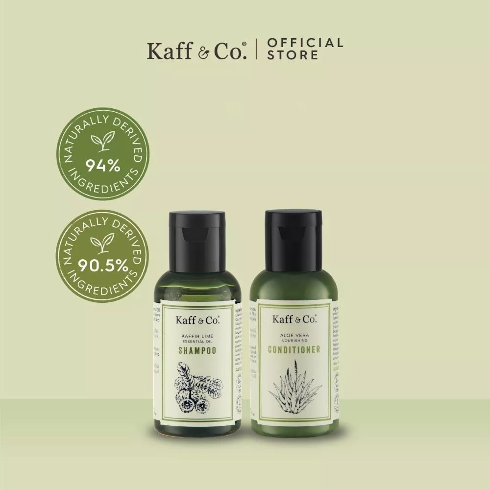 Kaff & Co. ทุกสภาพหนังศีรษะ-แห้ง คัน มีรังแค ผมชี้ฟู แชมพูมะกรูดและครีมนวดว่านหาง ขนาดเดินทาง 40 ml