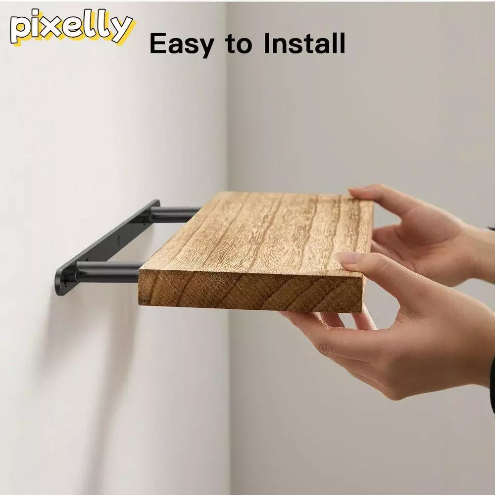 PIXELLY ชั้นวางของลอยน้ํา 1 ชิ้น, ชั้นเก็บของติดผนังไม้, ชั้นวางของในห้องน้ําลึกกว่าอเนกประสงค์หนาแข็งแรงทนทานสําหรับห้องนั่งเล่นห้องนอนครัว