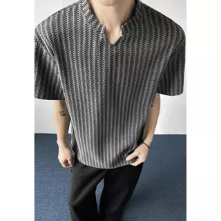 เสื้อยืดลายทางสำหรับผู้ชาย สไตล์ย้อนยุคอเมริกัน ทรงหลวมๆ ระบายอากาศได้ดี เหมาะสำหรับหน้าร้อน มีไซต์จาก M ถึง 3XL