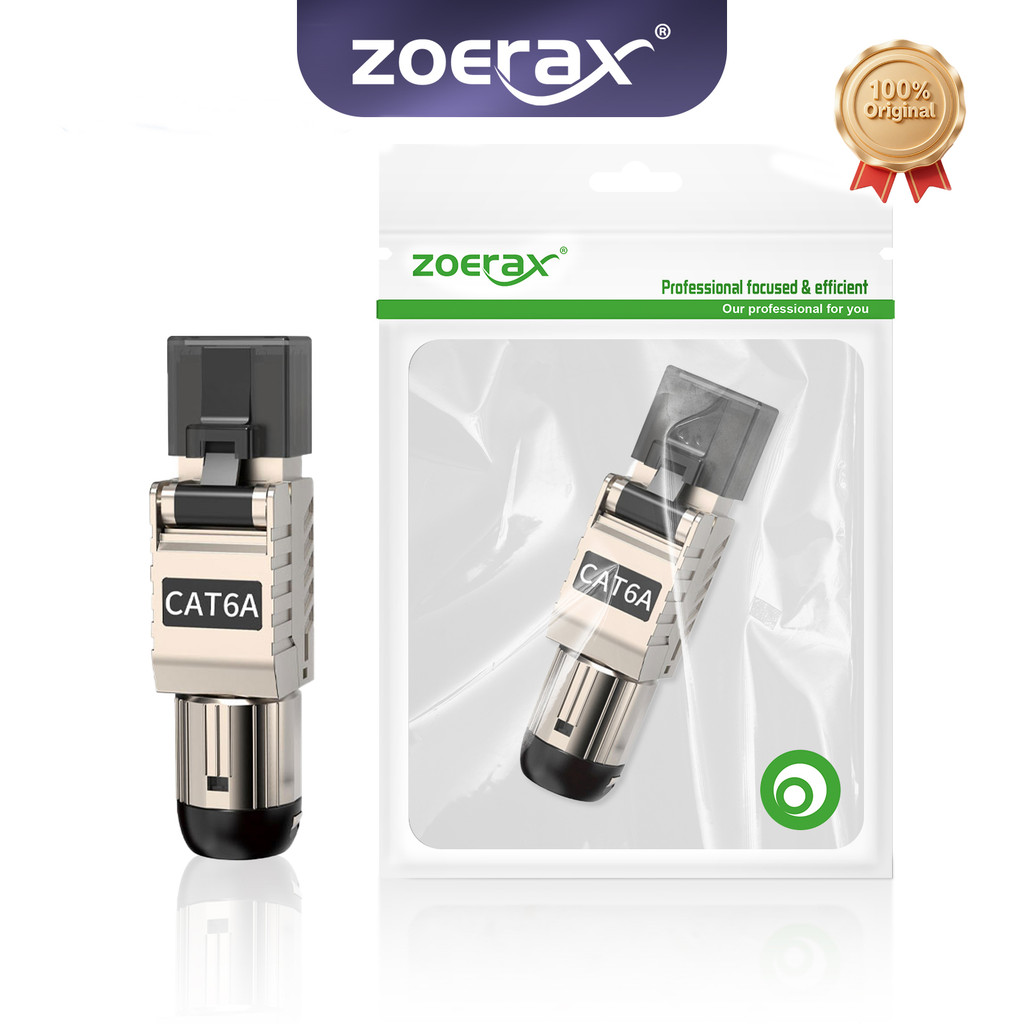 ZoeRax หัวต่อ RJ45 Cat8/Cat7/Cat6A ปลั๊กโลหะ ความถี่ 2000MHz ความเร็ว 40G LAN เหมาะสาย 22AWG-24AWG