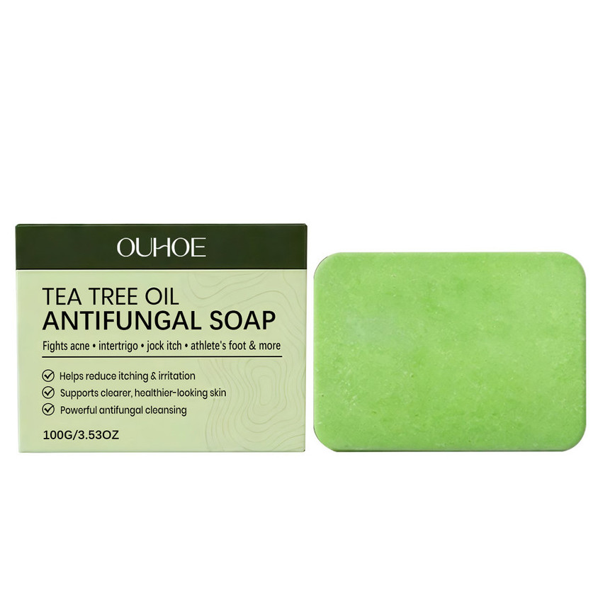 OUHOE สบู่น้ํามันชาป้องกันเชื้อรา Acne & Itch Relief สําหรับ Jock Itch Athletes Foot 100g