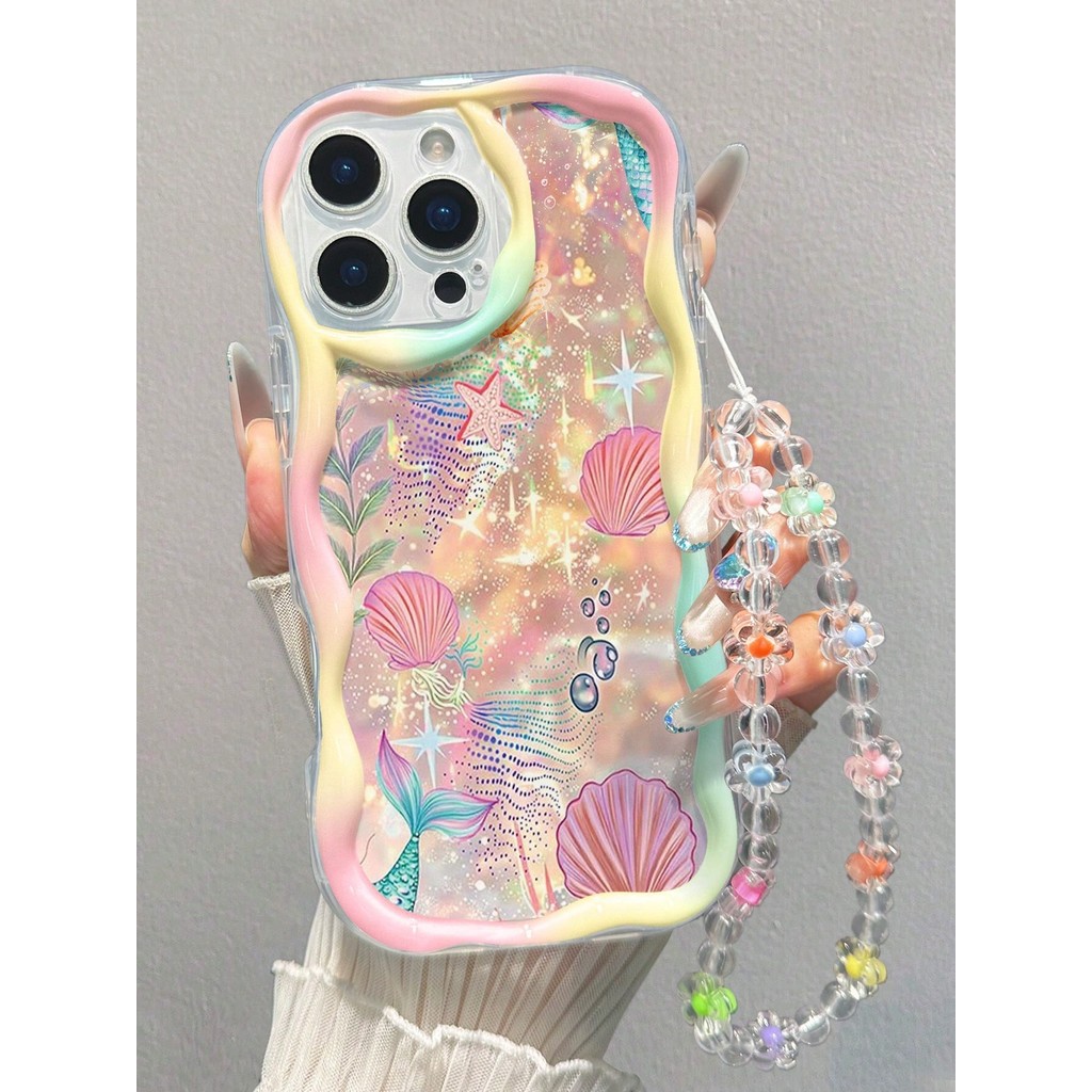 Ocean Seashell ปลาดาวพิมพ์ขอบหยักเคสโทรศัพท์พื้นฐานสําหรับ IPhone 17 Pro Max 16 15 14 13 12 11 Pro 16E 17E ฝาครอบ