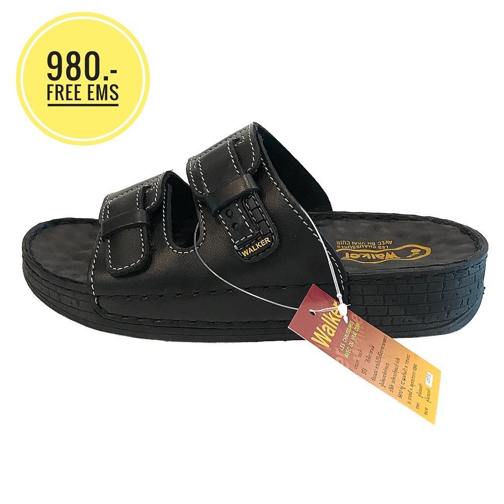 Men Leather Sandals Shoes Walker WB655 Black