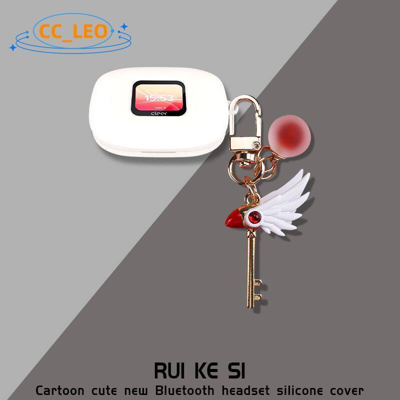 for Cleer ARC 5 Case Silicone Soft Case Cute Metal Keychain Cartoon Hamburger Pendant Shockproof She