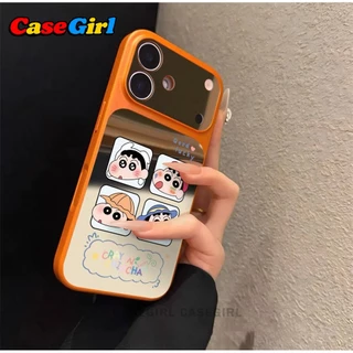 [✅คุ้มค่าที่สุด] เคสโทรศัพท์ iPhone 17 13 15 11 14 12 Pro Max 16 15 Plus XR XS Max ชินจัง น่ารักสุดๆ กระจกเงิน กันตก