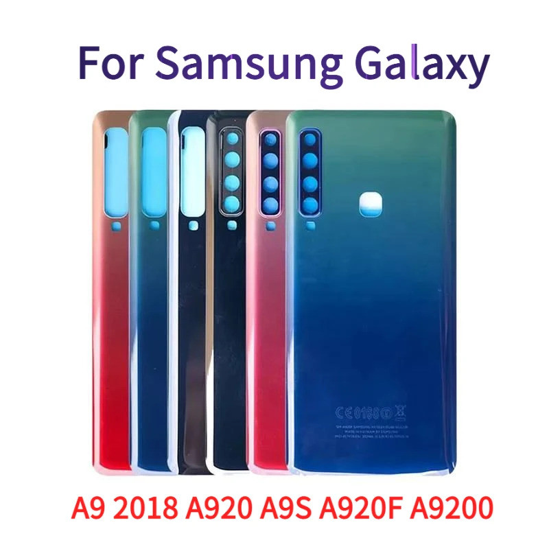 สําหรับ Samsung Galaxy A9 2018 A920 A9S A920F A9200 แบตเตอรี่ฝาหลังแผงกระจกเปลี่ยนเลนส์กล้อง