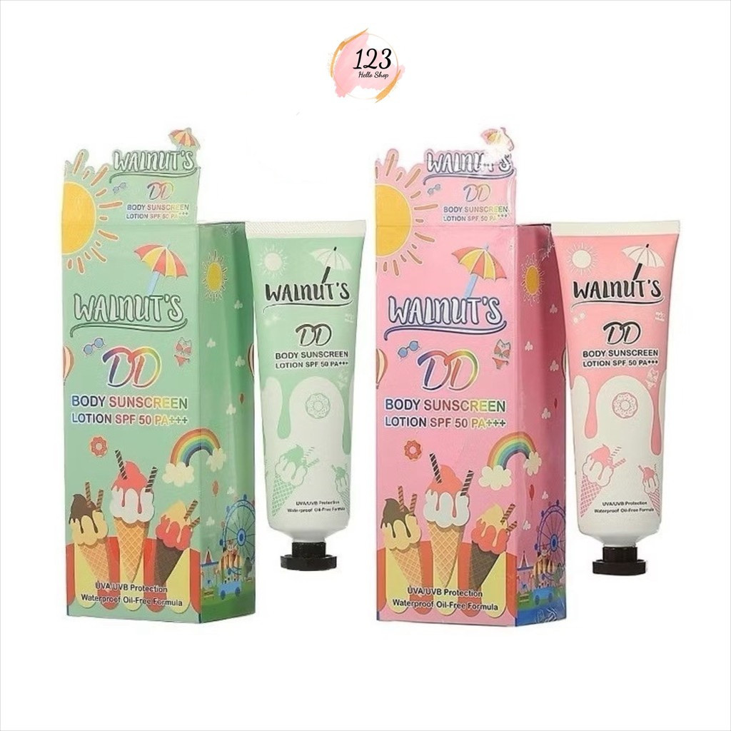 (1หลอด) Walnut's DD Body Sunscreen Lotion SPF50 PA+++  135g. วอลนัท ดีดี บอดี้ ซันสกรีน โลชั่น spf50✨