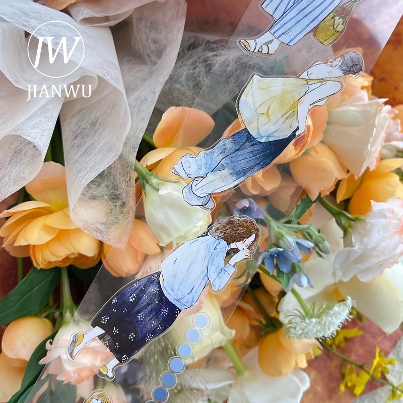 JIANWU 60 มม.* 10 M Vintage Girl ตัวอักษรภูมิทัศน์วัสดุ Collage Scrapbooking PET เทป Creative DIY Journal เครื่องเขียน