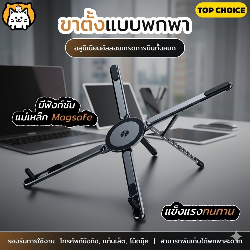 3in1ขาตั้งเอนกประสงค์แบบพกพา แท็บเล็ต/โทรศัพท์/แล็ปท็อปอลูมิเนียมอัลลอยด์แบบพกพาสําหรับขาตั้งมือถือแบบยืดหยุ