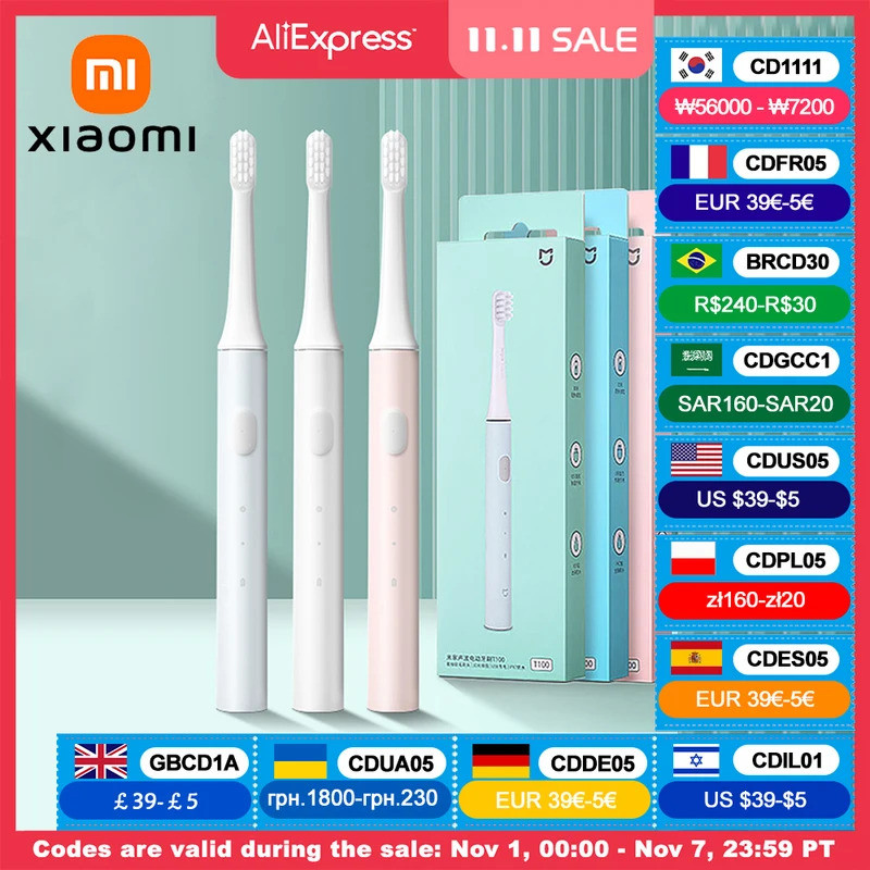 MIJIA T100 แปรงสีฟันไฟฟ้าโซนิคไร้สาย USB ชาร์จแปรงสีฟันกันน้ําอัลตราโซนิกแปรงอัตโนมัติ