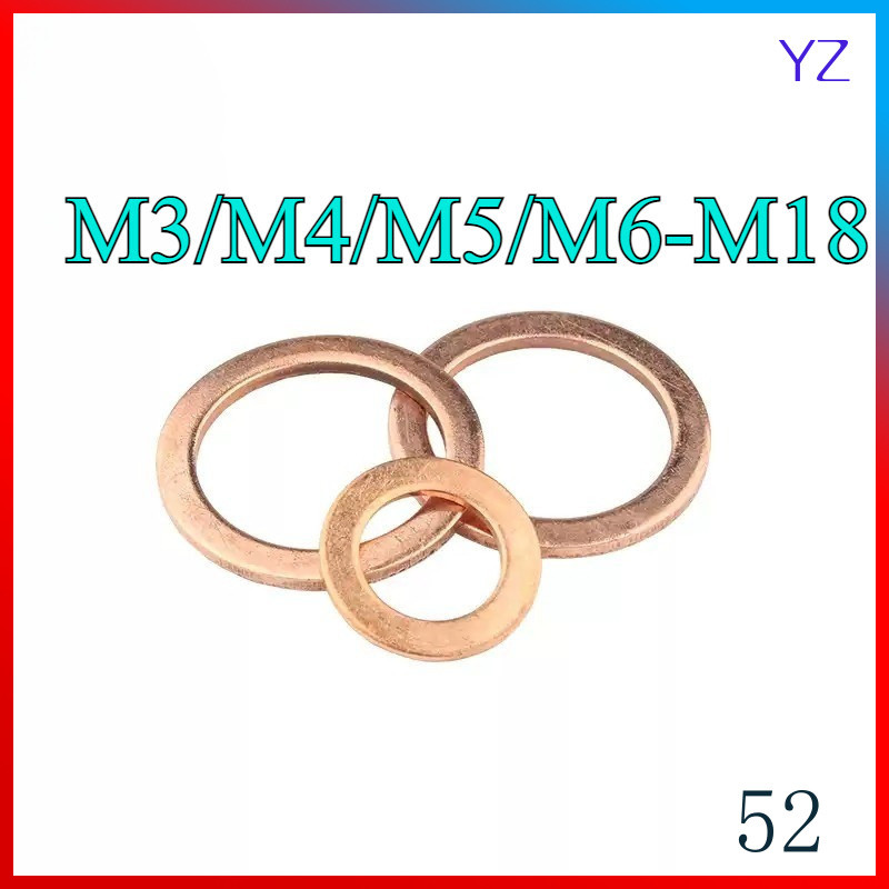 【สินค้าพร้อมส่ง】แหวนทองแดง แหวนน้ำมัน แหวนอีแปะ ทองแดง น้ำมันเครื่อง / GB97 COPPER FLAT WASHER M3/M4/M5/M6-M18 HN-MB-1 – โปรปัง