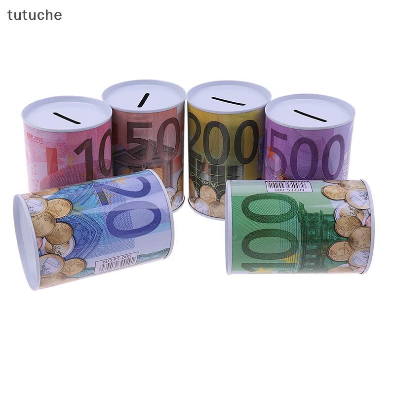 Tutu Euro Dollar Money Box ปลอดภัยกระบอก Piggy Bank Bank สําหรับเหรียญกล่องฝาก VN