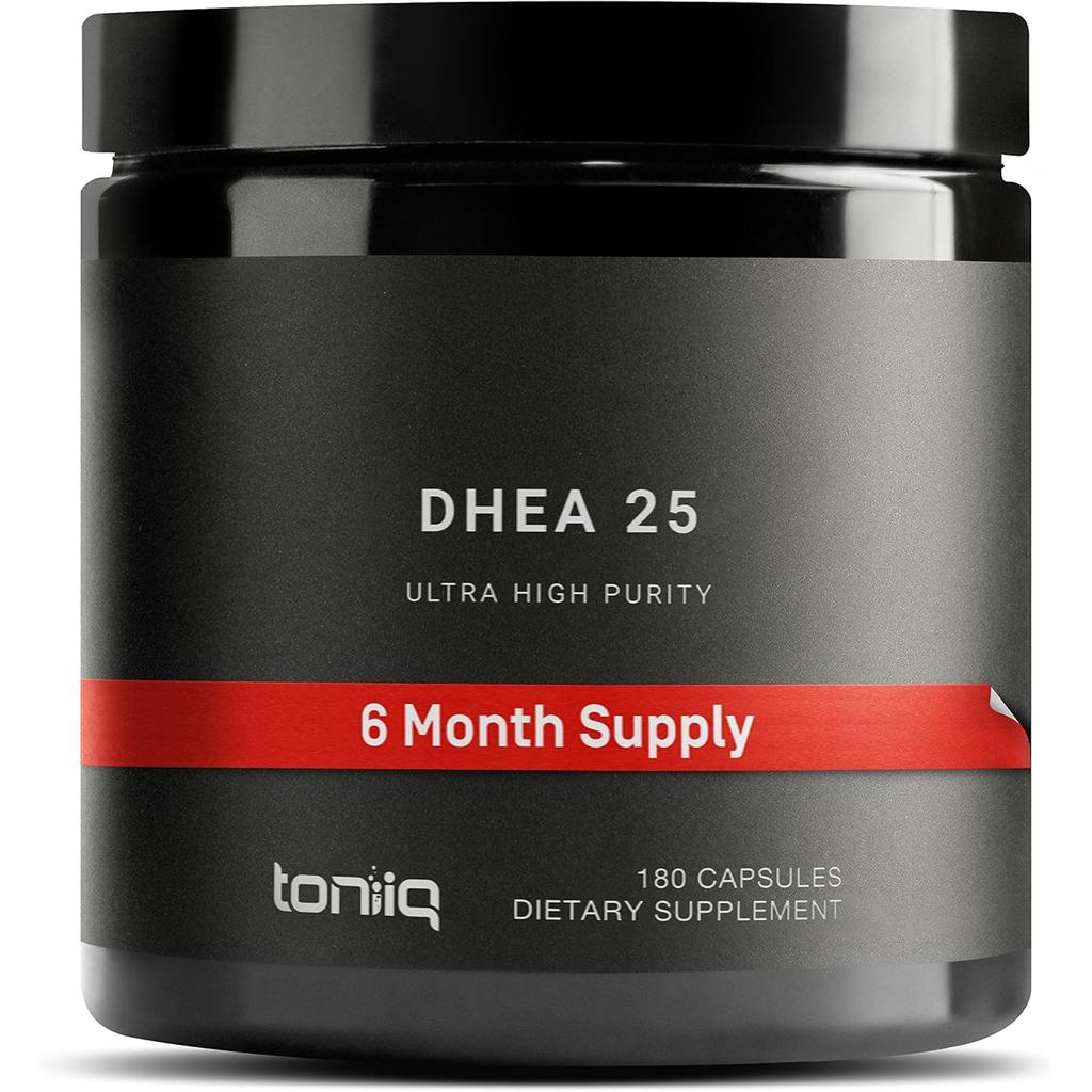 Toniiq Ultra High Strength DHEA 25mg อาหารเสริมสําหรับผู้ชาย - 99%+ อาหารเสริม DHEA บริสุทธิ์สูงสําห