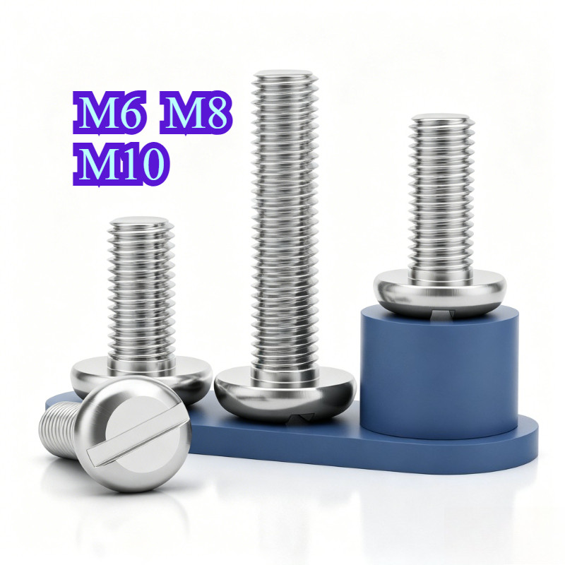 304 สแตนเลส one-slot สกรูหัวทรงกระบอก GB65 สกรู slotted หัวกลม bolt M6M8/M10WY