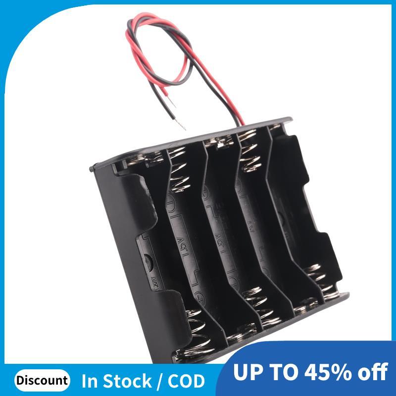 5 x 1.5V AA Battery Slot Holder Case Box Wire Black