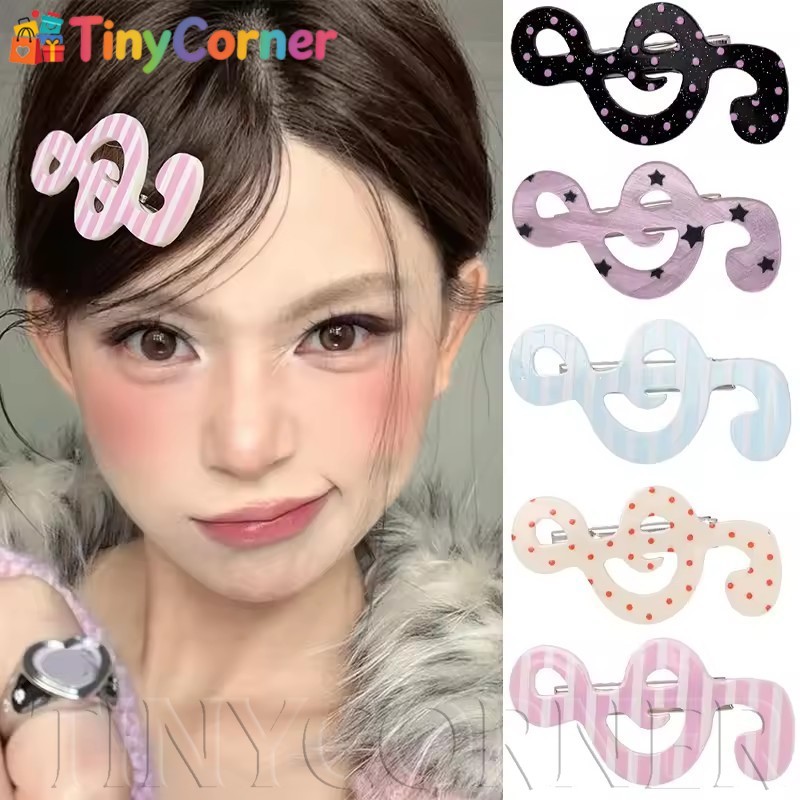 [จัดส่งรวดเร็ว] 1/2/5 ชิ้น Polka Dot Stripe Music Note Barrettes เกาหลี Ins หวาน Hairpins Creative Anti Slip กิ๊บติดผมอุปกรณ์เสริมผมสําหรับสาว