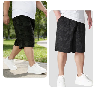 2XL-8XL กางเกงขาสั้นทรงหลวมสําหรับผู้ชาย - ลายทางสีเขียวและสีขาว ผ้าระบายอากาศได้ดี ใส่สบาย ดีไซน์ขากว้างยืดหยุ่น