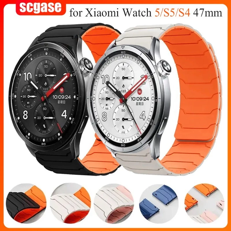 22 มม.ซิลิโคนสําหรับ Xiaomi นาฬิกา S5 5 S4 47 มม.-S3-S2-S1 pro แม่เหล็ก Breathable สายรัดข้อมือสําหรับ Redmi Wacth 5 Active/5Lite band