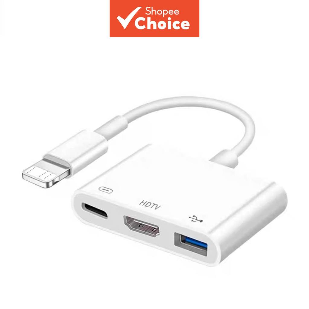 อะแดปเตอร์ 3-in-1 OTG แบบ Lightning ต่อ HDMI HDTV ชาร์จไฟได้ USB อะแดปเตอร์ฮับซิงค์เสียงและวิดีโอความละเอียดสูงสําหรับ iPhone
