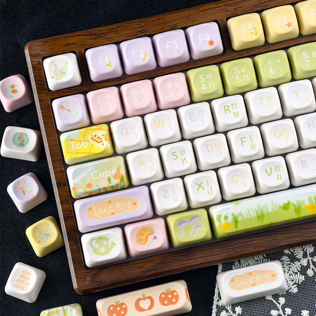 EN/TH/KR/ZHUYINMAIMOOO ฤดูใบไม้ผลิ Grafi Thai Keycap MOA/Cherry Profile 120 คีย์ PBT Dye Sublimation