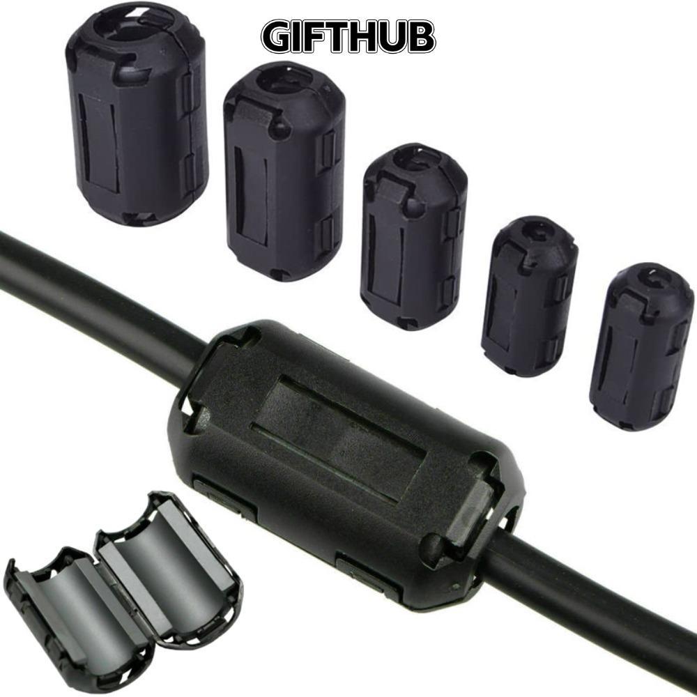 GIFTHUB Ring Core Ferrite Bead Clamp, สีดํา Snap Type Choke Coil EMI RFI Noise, Anti-interfirence Ca