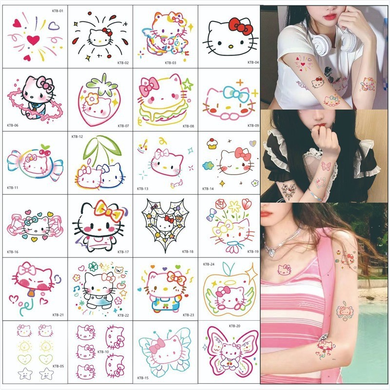 สติ๊กเกอร์รอยสัก ลายแมวคิตตี้ อิสระ 25 ชิ้น กันน้ํา น่ารัก และมีคุณภาพสูง