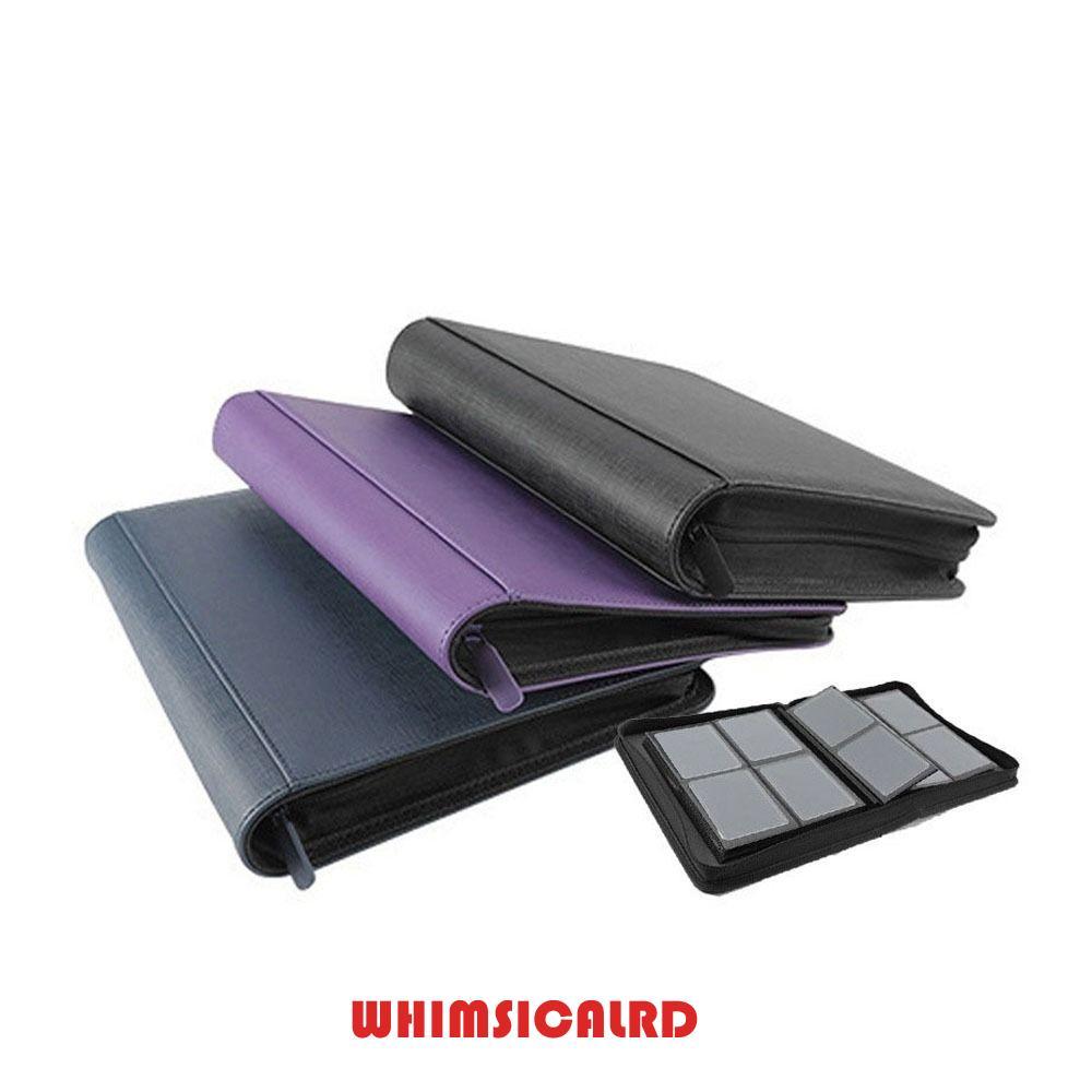 WHIMSIMSICALRD Toploader Binder, PU 4 Pocket Toploader อัลบั้ม, ปฏิบัติ 112 Toploader กันน้ํากันฝุ่น