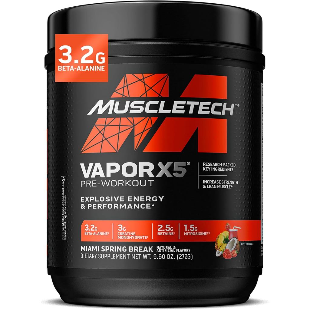 MuscleTech Fitness Pre-Powder, Vapor X5-Men Women Sports Nutrition เพิ่มอาหารเสริมกล้ามเนื้อ-Intense
