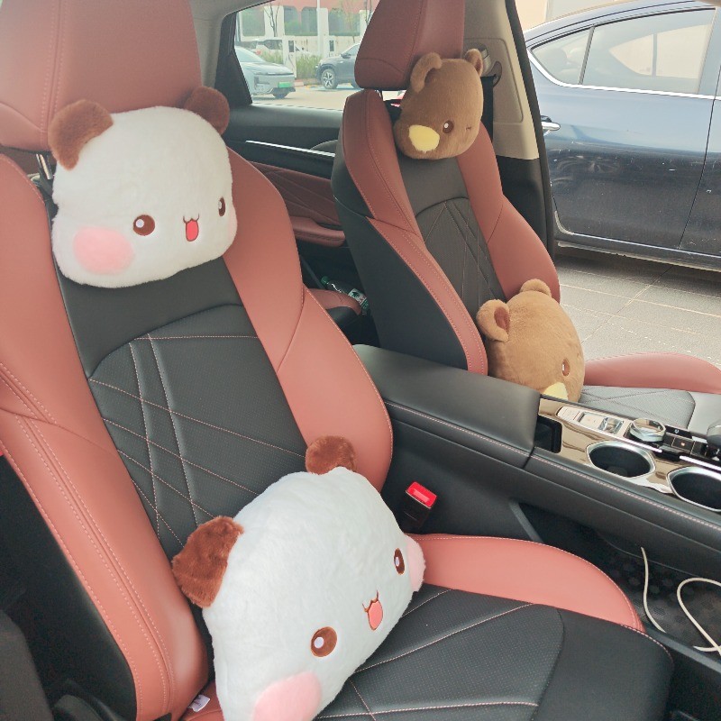 Panda Bubu และ Yier Plush Car Seat Headrest หมอนรองเอวตกแต่งรถน่ารักการ์ตูน Bubu Dudu อุปกรณ์ตกแต่งรถยนต์ของขวัญ
