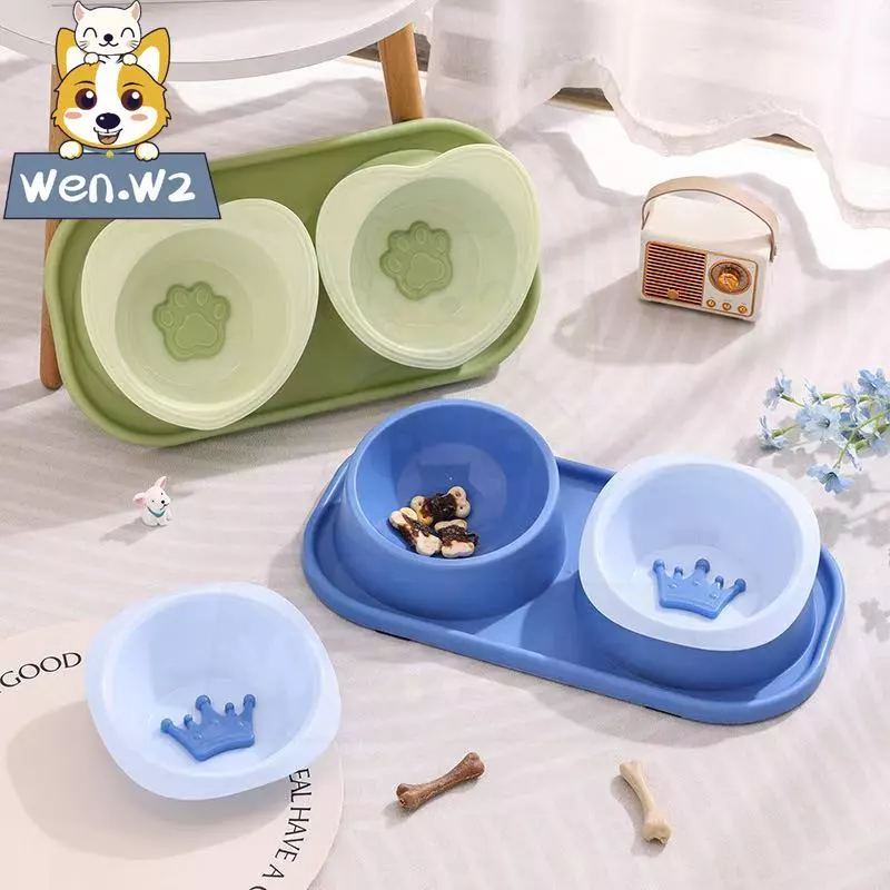 wen.W2【กันมดสุดๆ】ชามอาหารสัตว์คู่ รุ่นใหม่ ดีไซน์น่ารักสดใส ชวนให้สัตว์เลี้ยงอยากกินอาหาร