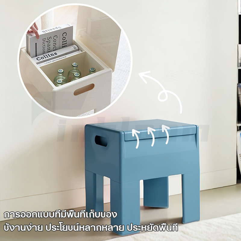 พร้อมส่ง✨สตูลเก็บของ เก้าอี้ตัวเล็ก อเนกประสงค์ โต๊ะข้างโซฟา โต๊ะข้างเตียง ม้านั่งใส่รองเท้า กล่องเก็บของ หนักได้200KG d - รูปที่ 6