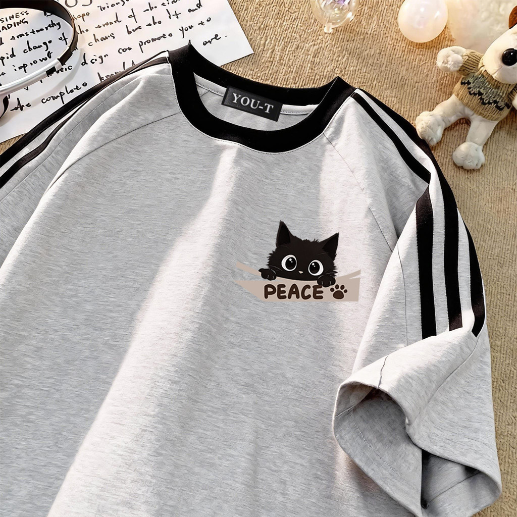 🌷Su.Tee🌷เสื้อแฟชั่น สตรีทoversize ผ้าCOTTON100% เสื้อแฟชั่น คอกลม แขนสั้น พิมพ์ลาย 'PEACE' สไตล์ลำลอง ใส่สบาย