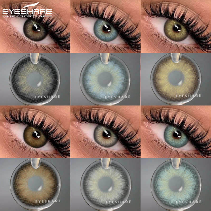 EYESHARE 2 ชิ้นสีนักเรียนสําหรับดวงตาสีน้ําตาลธรรมชาติ Eye Contacts เครื่องสําอางสีเขียวเลนส์สีเลนส์เทาสําหรับดวงตาเลนส์ฟ้า