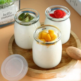 กระปุกพุดดิ้งแก้ว พร้อมฝาปิด ป้องกันการลื่นไถล ขนาด 100ml 150ml 200ml สำหรับใส่อาหารเด็ก โยเกิร์ต ของหวาน นม แยม เยลลี่ มูส น้ำผึ้ง วัสดุปลอดสารพิษ นำกลับมาใช้ใหม่ได้ ทำความสะอาดง่าย