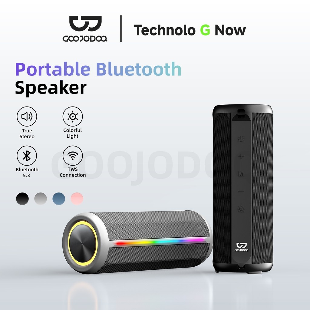 GOOJODOQ Bluetooth Speaker RGB Ambience Light, Multi-Mode Playback Portable and Durable Design