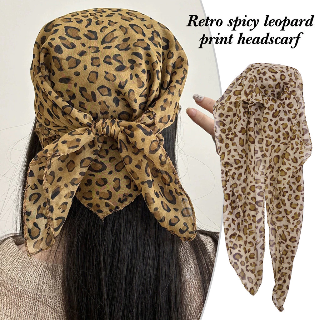 Y2k สไตล์แฟชั่นเสือดาว Headscarf - ผ้าพันคอฝรั่งเศส Dark Leopard Turban แถบคาดศีรษะ - หญิงสาว Party Bandana