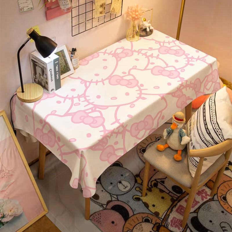 B b.Low Price Spike HelloKitty ผ้าปูโต๊ะ ins สไตล์สีชมพูสาวหัวใจตารางเสื่อ High-value Room Photo พื้