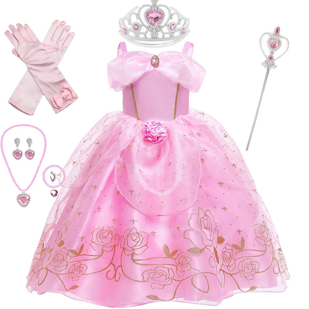 CODGirls คอสเพลย์ผมยาว Sleeping Beauty Cenicienta Belle Princess เครื่องแต่งกายเด็ก ChristmasParty ค