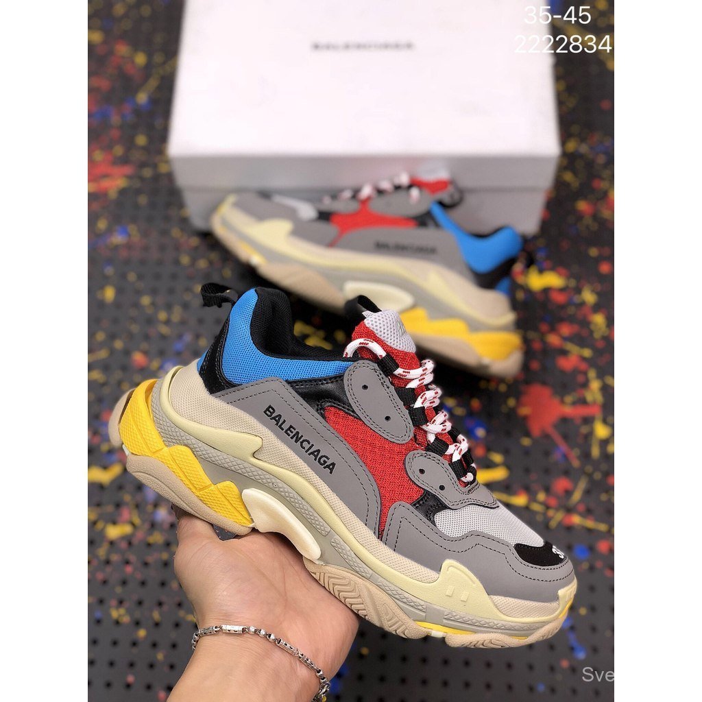 Triple SS รองเท้าผ้าใบ Multi-Layer Combination Sole Retro หนาSoled แฟชั่น Daddy รองเท้า XMAN – โปรปัง