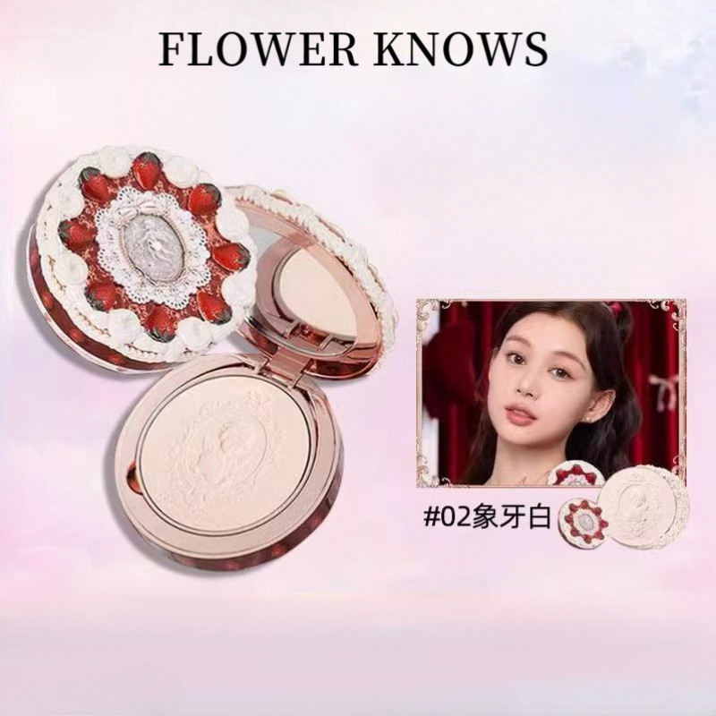 FLOWER KNOWS Powder Strawberry Cupid Persistent Oil Control and Makeup Setting Clear And Soft Focus Covers Blemishes Face Makeup Powder