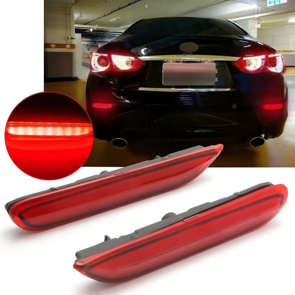 LED 3 ฟังก์ชั่นด้านหลังกันชน Reflector Light สําหรับ QASHQAI X-TRAIL Infiniti Q50L Q70 QX30 Q60 ไฟเบ
