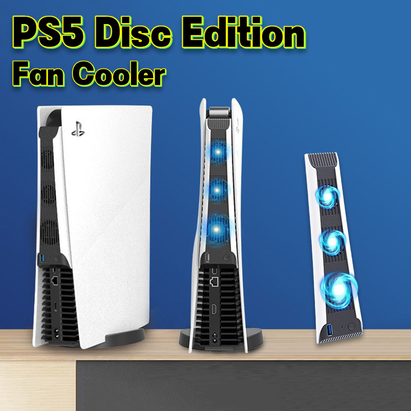 เครื่องทําความเย็นพัดลมคอนโซล PS5, พัดลม PS5 พร้อมระบบควบคุมอุณหภูมิ, ระบายความร้อนเงียบ, รองรับการเชื่อมต่อภายนอก USB สําหรับคอนโทรลเลอร์ PS5