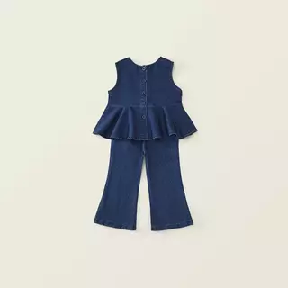Hania kids พร้อมส่ง ชุดเซ็ตยีนส์เด็กผู้หญิงทรงระบาย + กางเกงขาบาน - K5125705