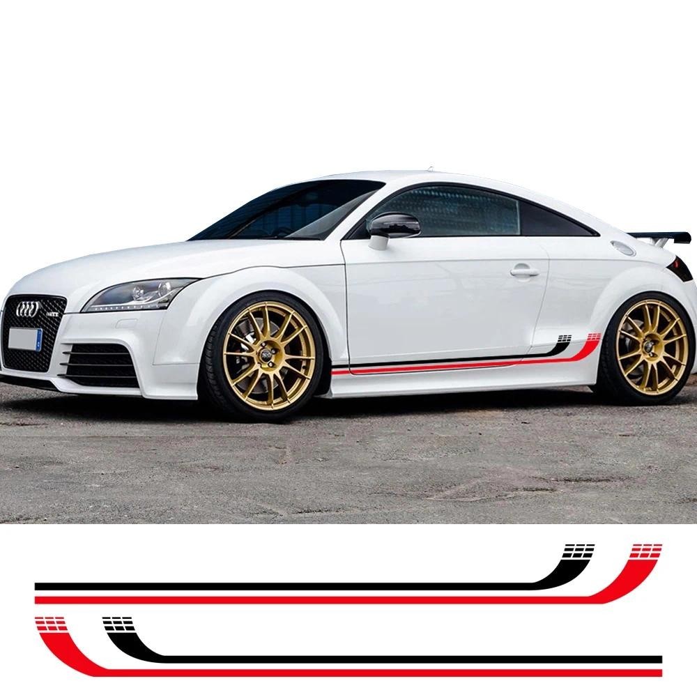 รถด้านข้างกระโปรงสติกเกอร์ประตูไวนิล Decals Racing Stripes Tuning อุปกรณ์เสริมสําหรับ Audi TT 8N MK1